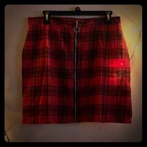 Red plaid skirt